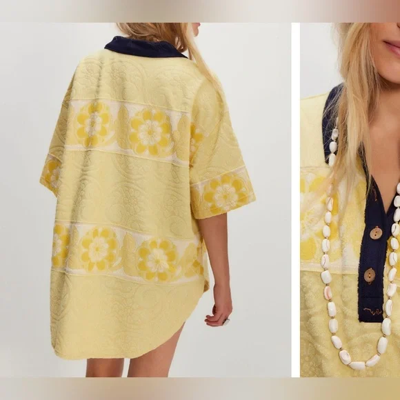 NWT Free People We The Free Always Sunny Tee - yellow combo - large - Picture 3 of 9